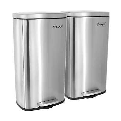 Elama 8 Gallon Each 30 Liter Rectangular Twin Step Trash Can