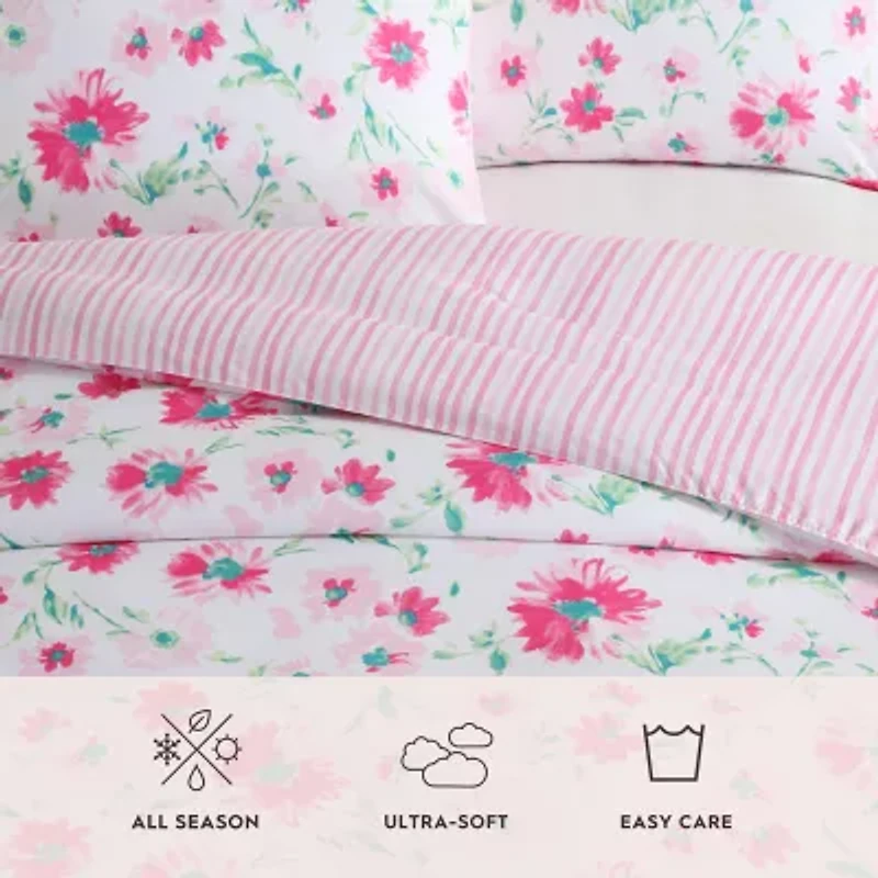 Laura Ashley Meadow Daisies Floral Easy Care Comforter Set