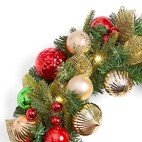 North Pole Trading Co. Red Green Ornament Wreath