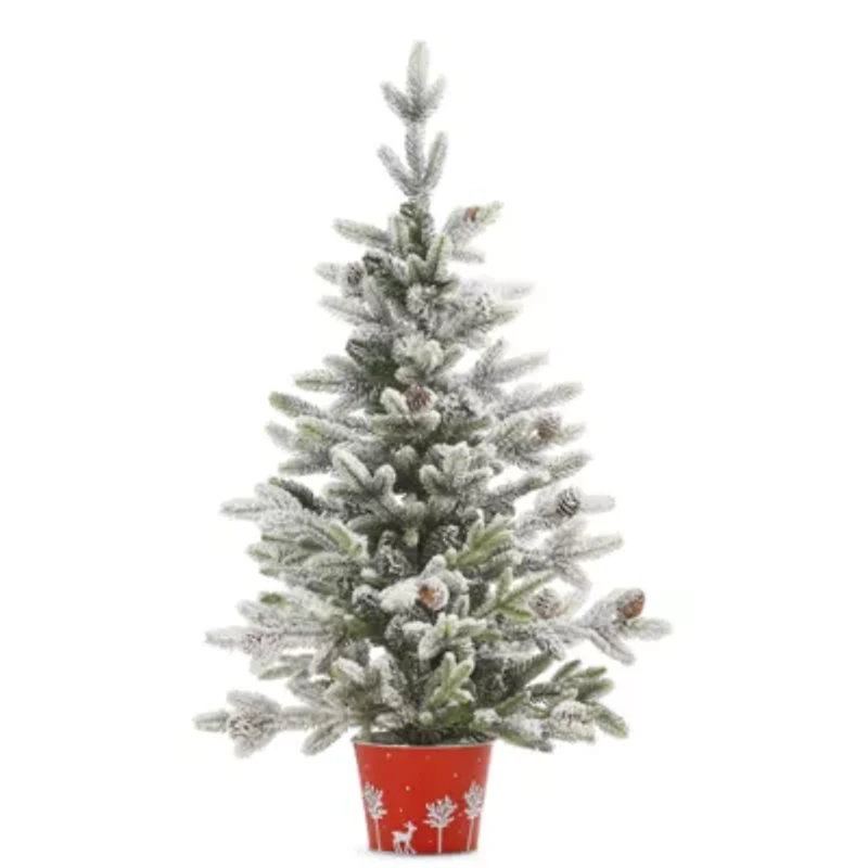 North Pole Trading Co. 36in Flocked Christmas Tabletop Tree