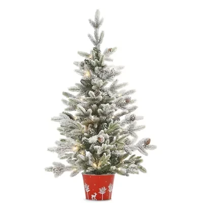 North Pole Trading Co. 36in Flocked Christmas Tabletop Tree