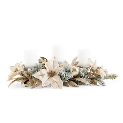 North Pole Trading Co. Poinsettia 3 Pillar Candle Holder