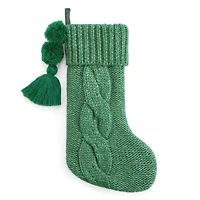 North Pole Trading Co. Green Knit Christmas Stocking