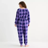 Sleep Chic Womens Fleece Crew Neck Long Sleeve 2-pc. Pajama Sets