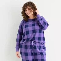 Sleep Chic Womens Fleece Crew Neck Long Sleeve 2-pc. Pajama Sets