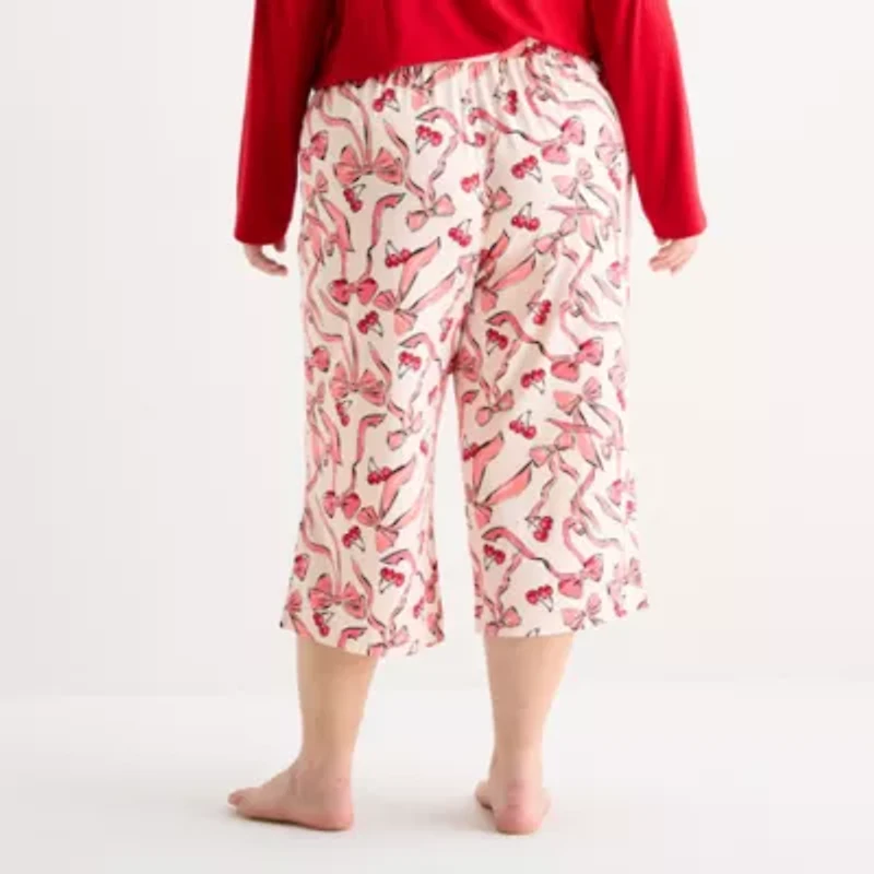 Sleep Chic Womens Plus Pajama Capri Pant