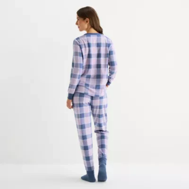 Jaclyn Womens Round Neck Long Sleeve 3-pc. Pajama Set