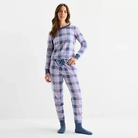 Jaclyn Womens Round Neck Long Sleeve 3-pc. Pajama Set
