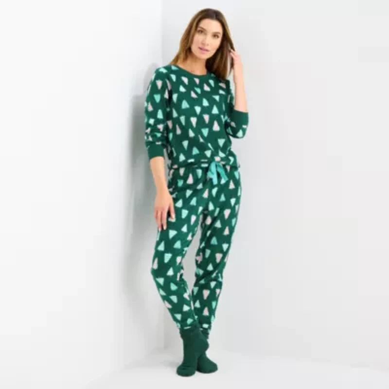Jaclyn Womens Round Neck Long Sleeve -pc. Pajama Sets