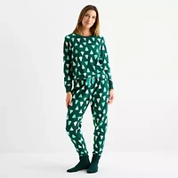 Jaclyn Womens Round Neck Long Sleeve -pc. Pajama Sets