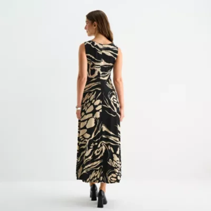 Sandra Darren Womens Sleeveless Abstract Maxi Dress