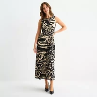 Sandra Darren Womens Sleeveless Abstract Maxi Dress