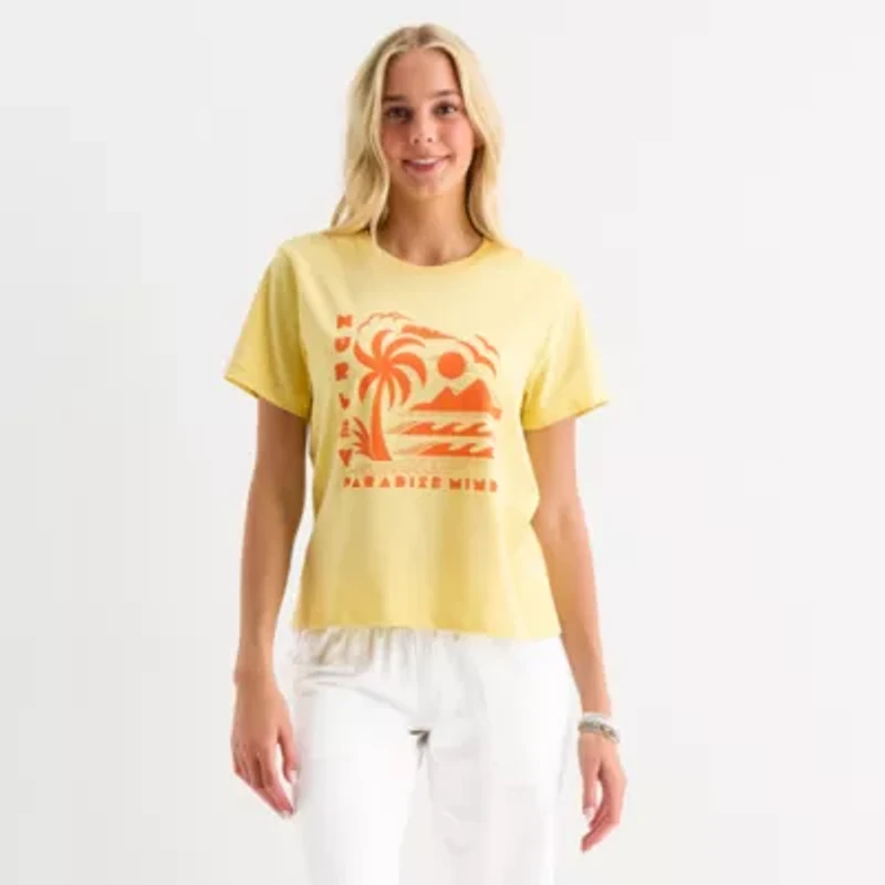Hurley Womens Crew Neck Short Sleeve Juniors Graphic T-Shirt