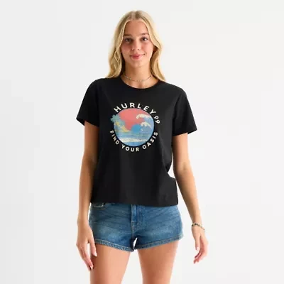 Hurley Womens Crew Neck Short Sleeve Juniors Graphic T-Shirt