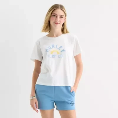 Hurley Womens Juniors Crew Neck Short Sleeve Graphic T-Shirt