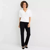 Liz Claiborne Womens V Neck Short Sleeve Button Cardigan