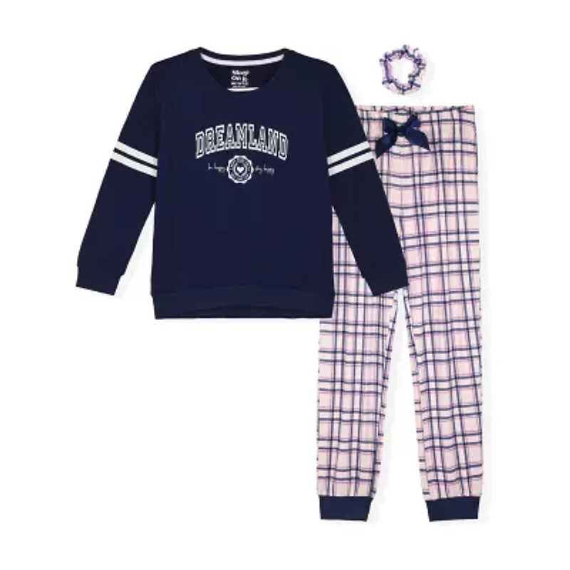 Sleep On It Little & Big Kid Girls Crew Neck Long Sleeve 3-pc. Pajama Sets