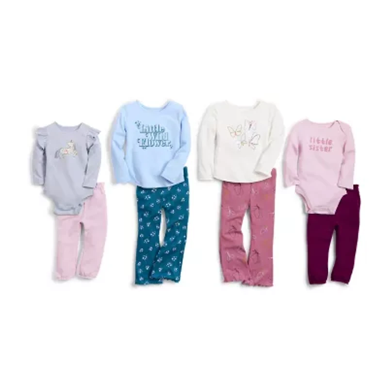 Okie Dokie Baby Girls Round Neck Long Sleeve Rib Bodysuit