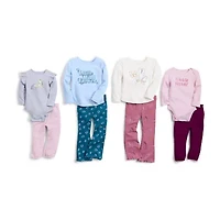 Okie Dokie Baby Girls Round Neck Long Sleeve Rib Bodysuit