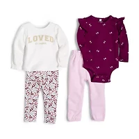 Okie Dokie Baby Girls Round Neck Long Sleeve Rib Bodysuit