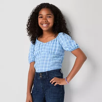 Thereabouts Little & Big Kid Girls U Neck Short Sleeve Blouse