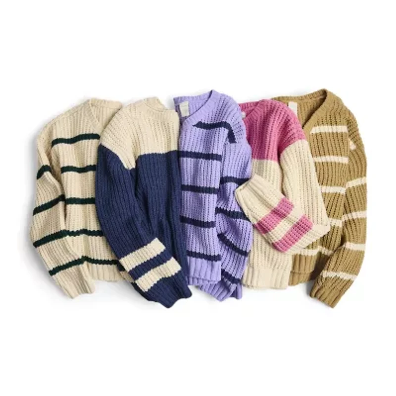Thereabouts Little & Big Kid Girls Crew Neck Long Sleeve Pullover Sweater