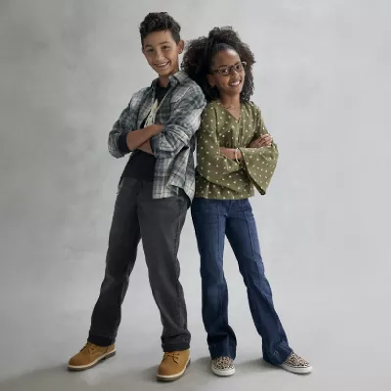 Thereabouts Little & Big Kid Girls Pintuck Flare Leg Jean