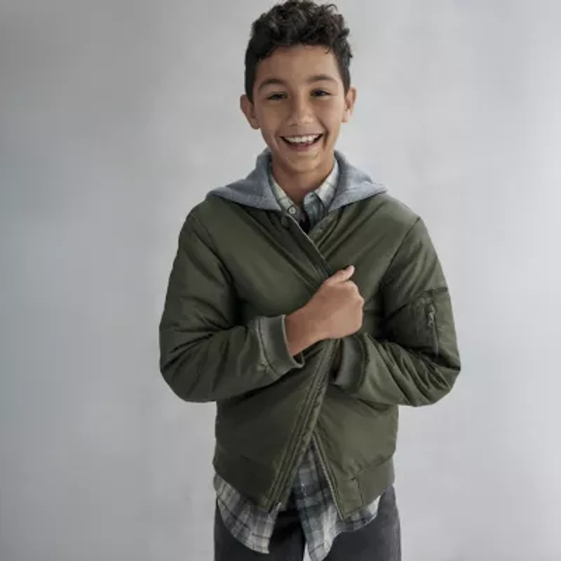 Thereabouts Little & Big Kid Boys Hooded Water Resistant Midweight Puffer Jacket