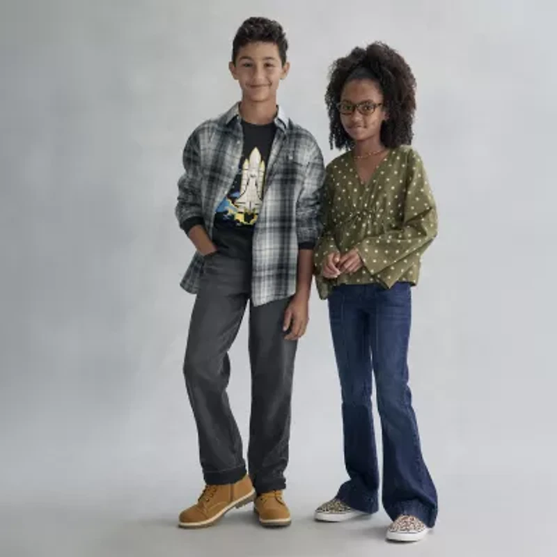 Thereabouts Little & Big Kid Boys Long Sleeve Regular Fit Flannel Shirt