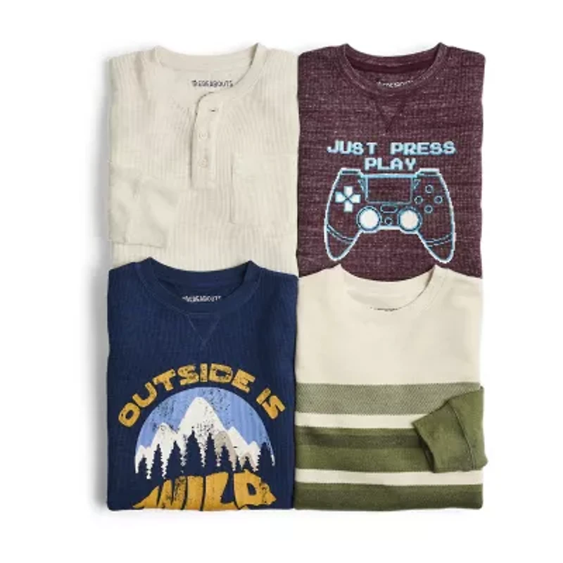 Thereabouts Little & Big Kid Boys Henley Neck Long Sleeve Regular Fit Thermal Top