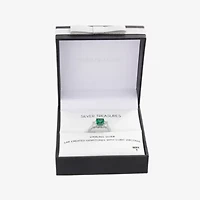 Silver Treasures Lab Created Emerald & Cubic Zirconia Sterling Silver Side Stone Cocktail Ring