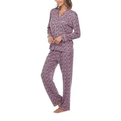 White Mark Womens Long Sleeve 2-pc. Pajama Sets