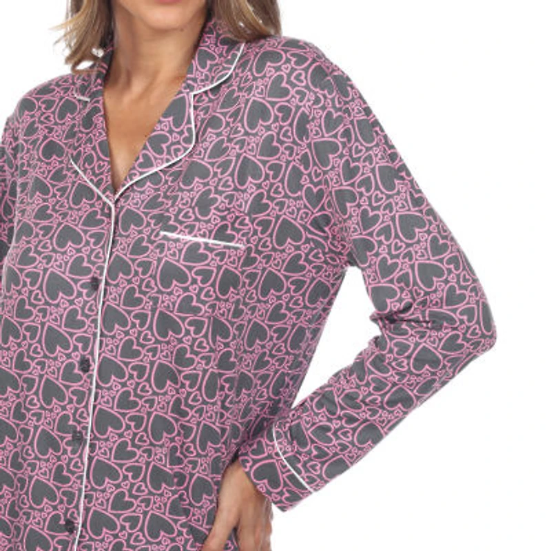 White Mark Womens Long Sleeve 2-pc. Pajama Sets