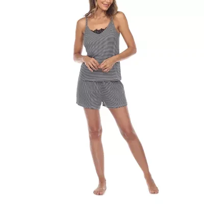 White Mark Womens V-Neck Sleeveless 3-pc. Pajama Sets
