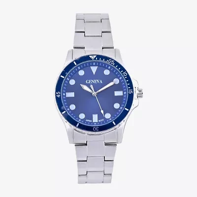 Geneva Mens Silver Tone Bracelet Watch Mac8120jc