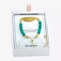 Sparkle Allure Empowerment Womens Blue Turquoise 14K Gold Over Brass Beaded Bracelet