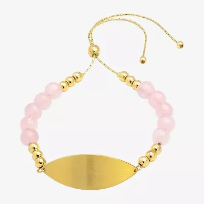 Sparkle Allure Empowerment Womens Pink Quartz 14K Gold Over Brass Beaded Bracelet