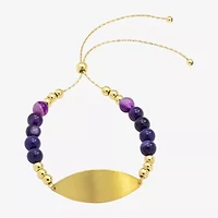 Sparkle Allure Empowerment Womens Purple Amethyst 14K Gold Over Brass Beaded Bracelet