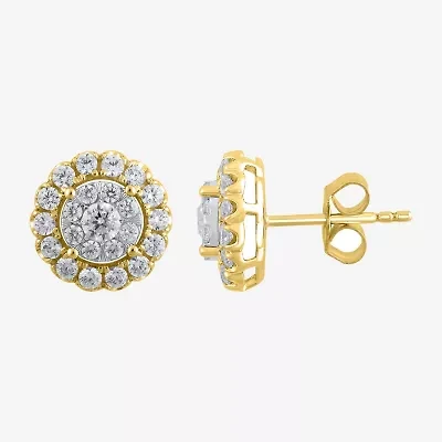 Diamond Blossom 1 CT. T.W. Natural White Diamond 10K Gold 10.6mm Stud Earrings