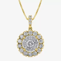 Diamond Blossom Womens 1 CT. T.W. Natural White Diamond 10K Gold 18 Inch Pendant Necklace