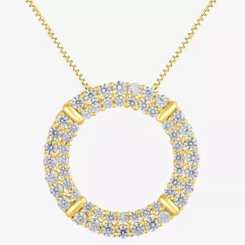 (H-I / I1) Womens 1 CT. T.W. Lab Grown White Diamond 10K Gold Circle 18 Inch Pendant Necklace