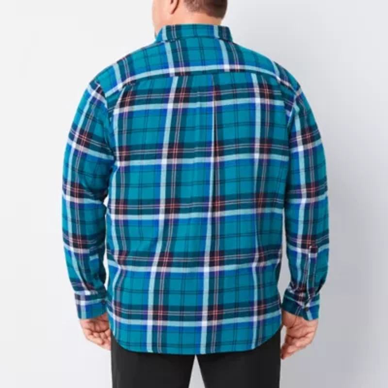St. John's Bay Big and Tall Mens Classic Fit Long Sleeve Plaid Button-Down Flannel Shirt