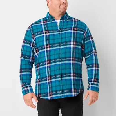 St. John's Bay Big and Tall Mens Classic Fit Long Sleeve Plaid Button-Down Flannel Shirt