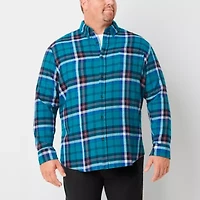 St. John's Bay Big and Tall Mens Classic Fit Long Sleeve Plaid Button-Down Flannel Shirt
