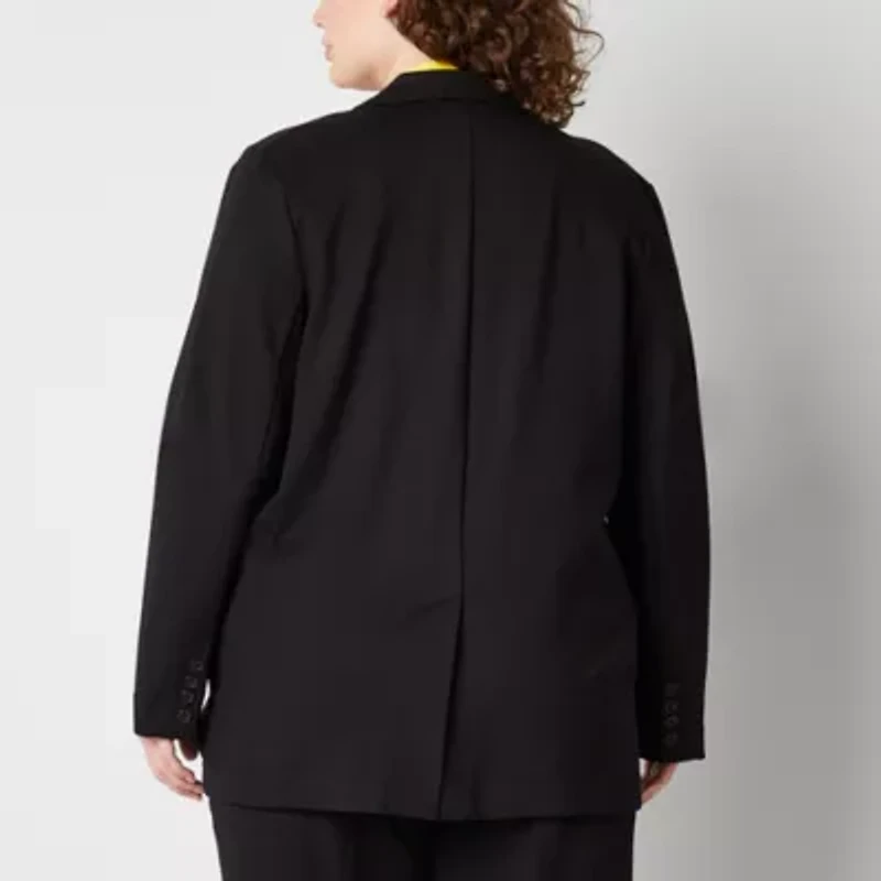 Worthington Plus Womens Relaxed Double Breasted Blazer