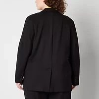 Worthington Plus Womens Relaxed Double Breasted Blazer