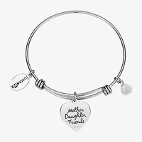 Footnotes Mother & Daughter Womens Crystal Stainless Steel Heart Bangle Bracelet