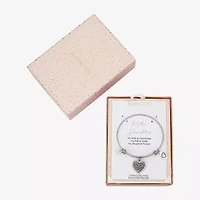 Footnotes Mother & Daughter Womens Crystal Stainless Steel Heart Bangle Bracelet