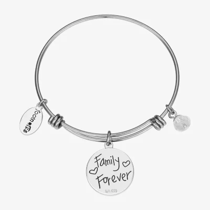 Footnotes Tree Womens Stainless Steel Round Bangle Bracelet