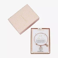 Footnotes Faith Hope Love Womens Crystal Stainless Steel Cross Bangle Bracelet